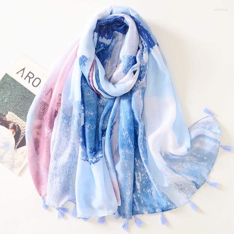 

Scarves 2023 Est Women Printed Pattern Scarf Cotton Voile Shawls 7prints