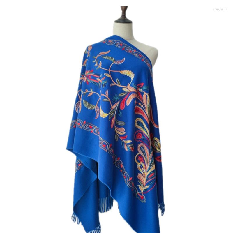 

Scarves Women Retro Shawl And Wraps Warm Cashmere Blend Phoenix Flower Embroidery Scarf Muffler Bufanda Classical Tassel Pashmina Hijabs