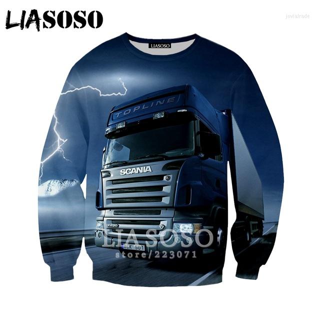 

Men's Hoodies LIASOSO Autumn Men Women 3D Print Car Truck Sweatshirt Long Sleeve Fashion Hoodie Hip-hop Top Harajuku Pullover, As shown 1
