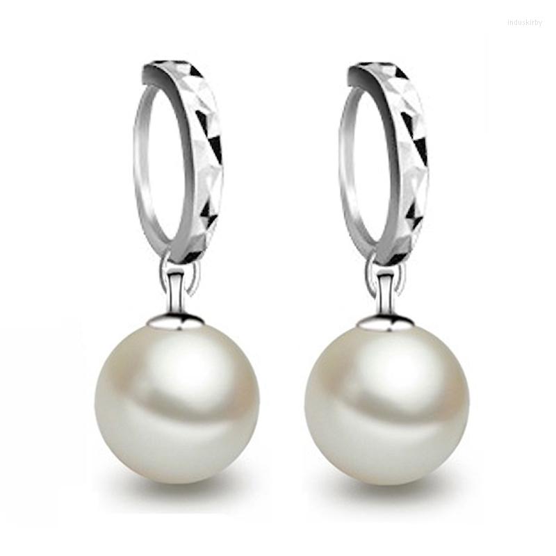 

Hoop Earrings High Quality Pure 925 Sterling Silver With Freshwater Pearl Woman Lady Lever Back Elegant Jewelry