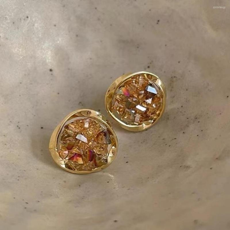 

Backs Earrings Luxury Jewelry Copper Alloy Clip On Korean Champagne Cubic Zircon Fake Piercing For Women