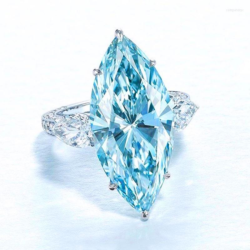 

Wedding Rings Huitan Fresh Light Sky Blue Cubic Zirconia Fashion Marquise Shape Luxury Engagement Party Female Accessory Jewelry