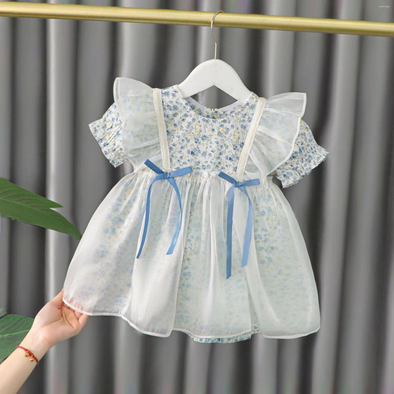 

Girl Dresses Girls Flower Print Dress Baby Clothes Toddler Spring Summer Cute Lace Infant Long Skirt 1 2 3 4 5 Years Old, 1pcs dress
