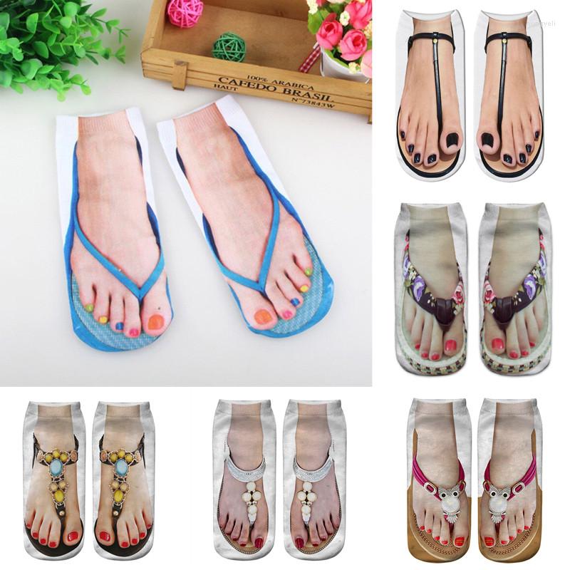 

Women Socks Funny 3D Printed Flip Flops Slippers Sandals Pattern Summer Outdoor Cute Kawaii Cotton Low Short Soft Ankle Beach, Beige