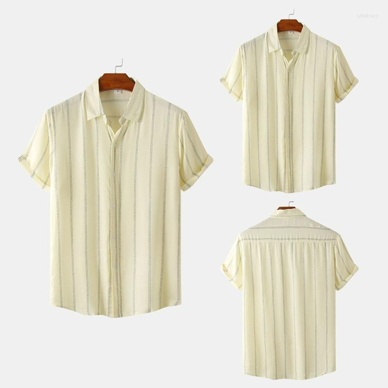 

Men's Casual Shirts Camisas Para Hombre 2023 Summer Men's Striped Short Sleeve Fashion Lapel Button Tops Clothing, C171