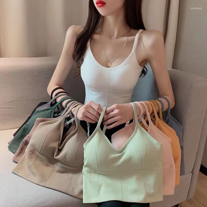 

Women's Tanks Summer Sling Tube Top Women Seamless Camisole Casual Tank Tops Vest Super Stretch Push Up Bra With Chest Pads Intimates, Black