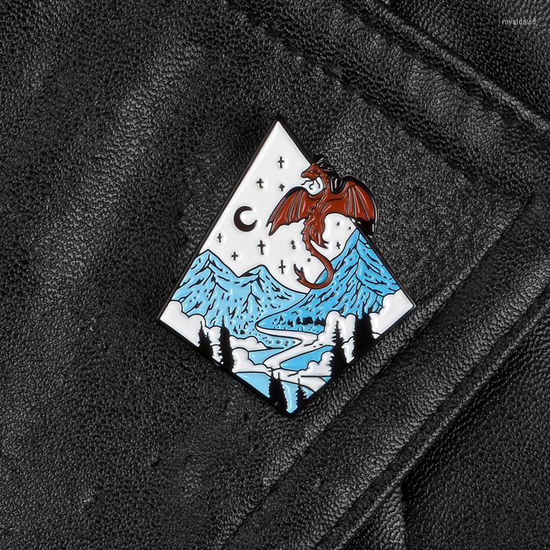 

Brooches Snow Mountain Dragon Pins D20 DND Enamel Backpack Bag Hat Leather Jackets Fashion Accessory Jewelry