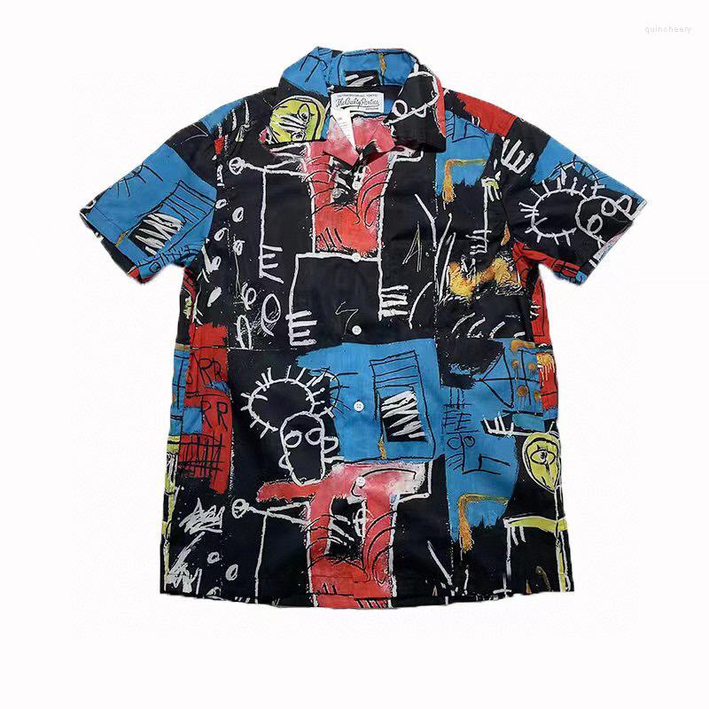 

Men' Casual Shirts WACKO MARIA Men Women Hawaiian Graffiti Short Sleeve Shirt