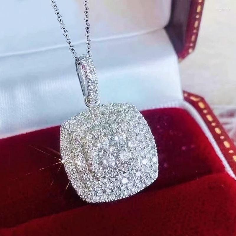 

Pendant Necklaces Luxurious Silver Color With Bling Zircon Stone Long Chain Charm Necklace For Women Statement Fashion Jewelry 2023