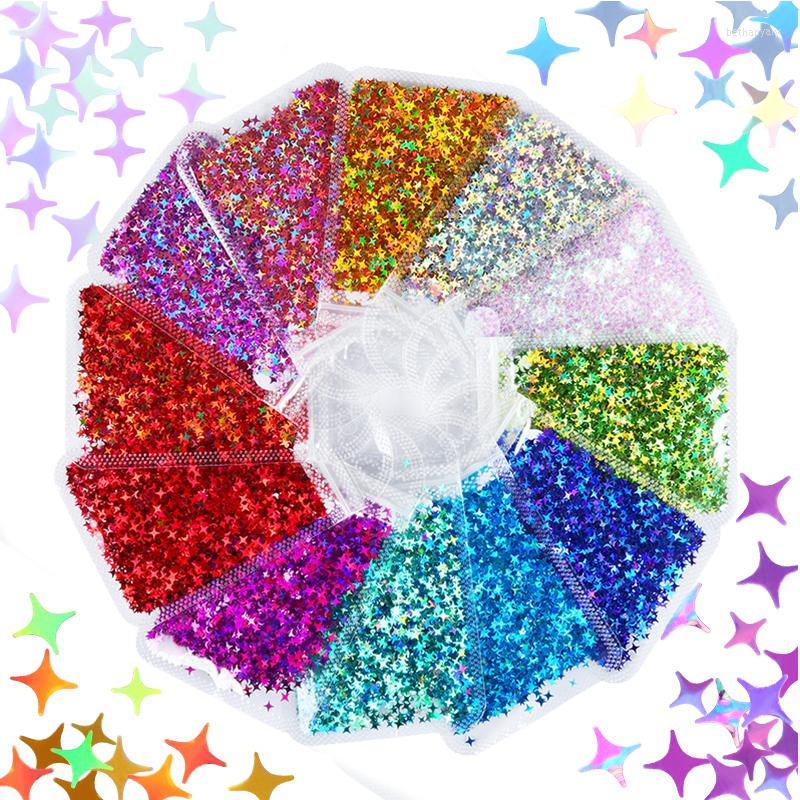 

Nail Art Decorations 12 Bags Laser Silver Gold Star Sequins Holographic Galaxy Glitter Flakes Kit For Manicure Gel Charms Nails Accessories