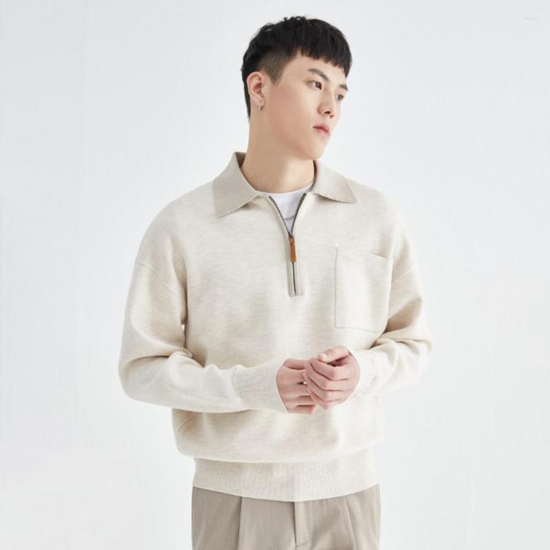 

Men's Sweaters Men Knitted Pullover Half Zipper Neckline Streetwear Super Soft Lapel Knitting Sweater, Brown
