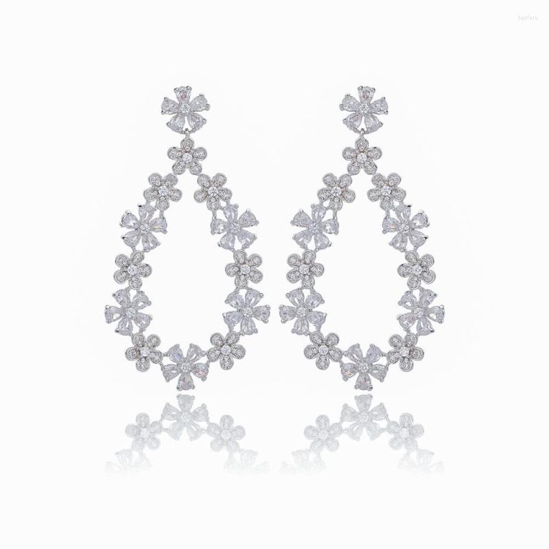 

Dangle Earrings Cubic Zircon Round For Wedding Crystals Earring Bride Women Girl Gift CE10910