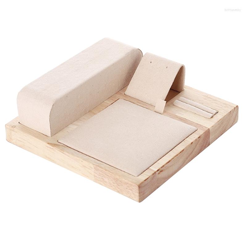 

Jewelry Pouches Bamboo Wood Display Tray Set Storage Counter