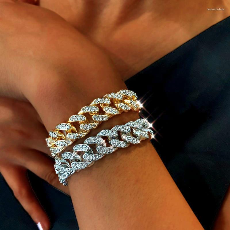 

Link Bracelets Crystal Bracelet Shiy Zircon Thick Chain For Women & Bangles Jewelry 1CF3