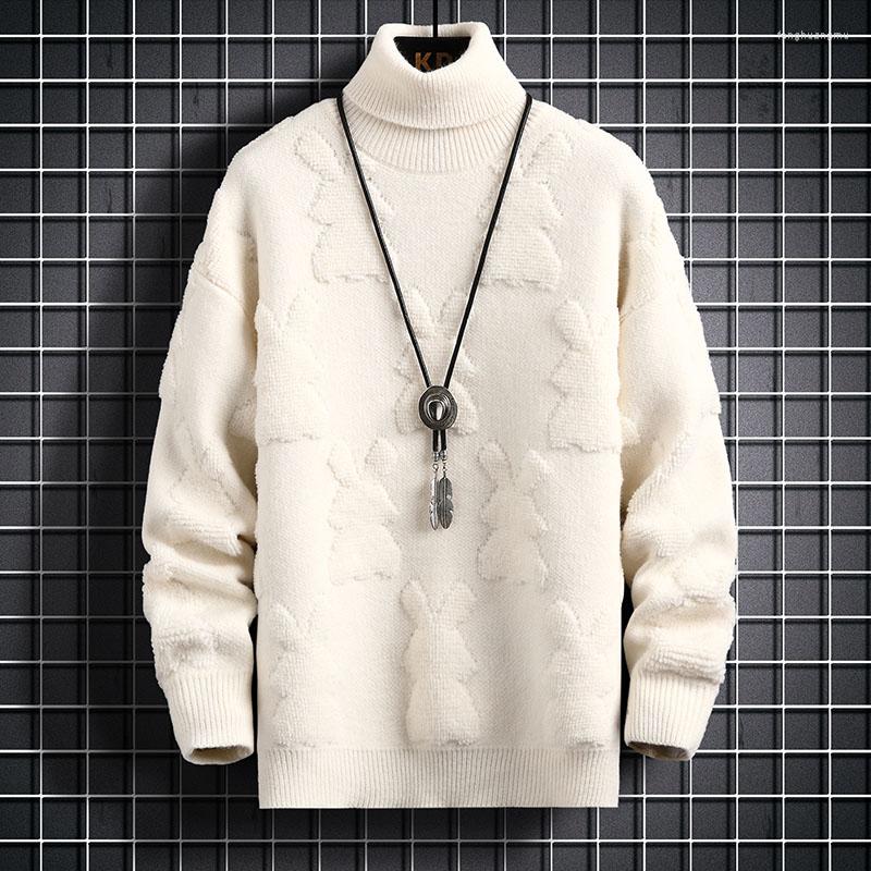 

Men's Sweaters Fall Winter Fashion Printed Mens Pullovers High End Turtleneck Cashmere Sweater Men Thick Warm Pull Homme 2023, Green