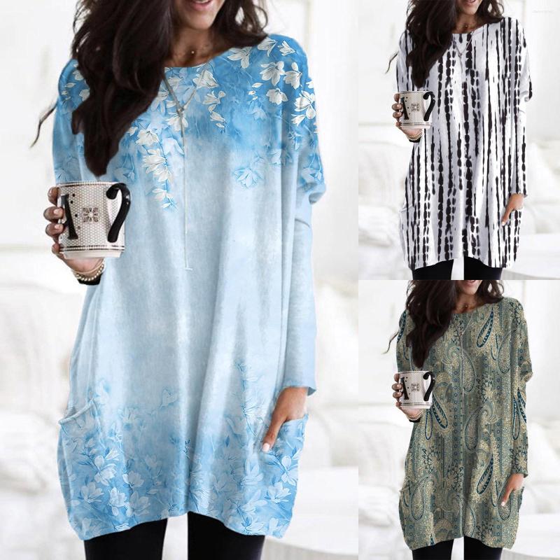 

Women's Blouses Winter Long Sleeve Tshirt Women 2023 Fashion Tie-dye T-Shirt Autumn O Neck Pockets Pullover Loose Casual Top Xxxxxl, Light blue