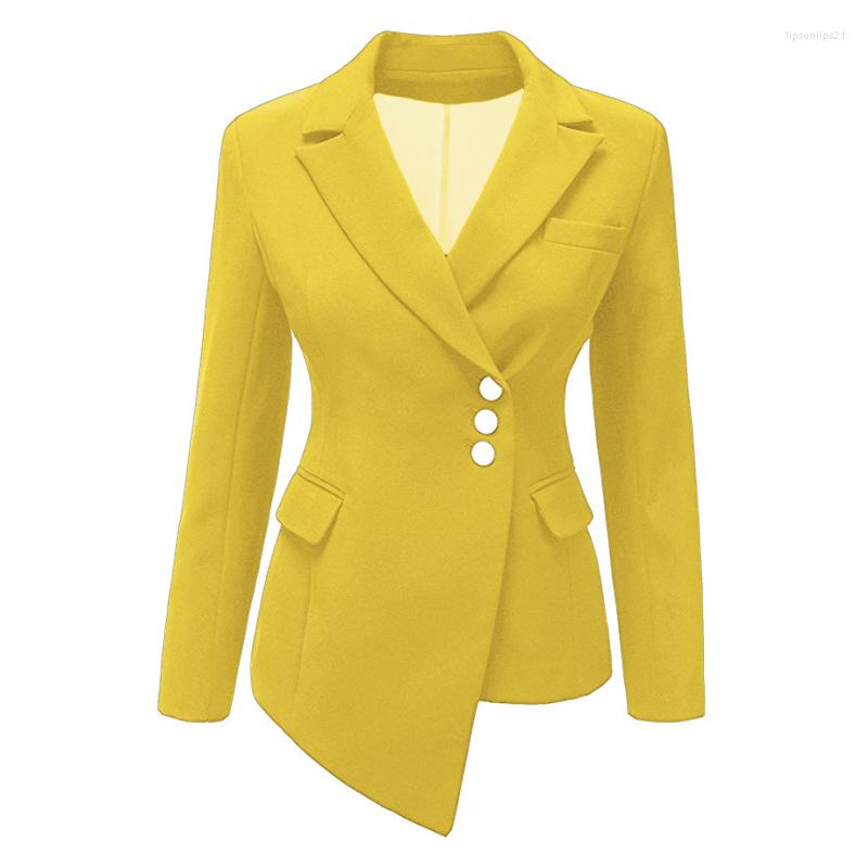 

Women' Suits Women' Lapel Coat Solid Color Long-sleeved Single-breasted Office Ladies Pocket Cotton Asymmetric Casual Blazer Fall 2023, Khaki