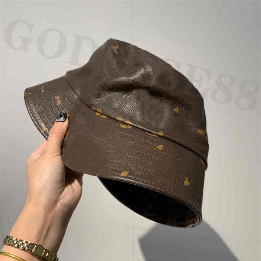 

L Brown Bucket Hat Fashion Digner Fisher Leather Buckets Hats Baseball Caps For Men Wo Beanie Casquett Patchwork High Quality Sunh2685, A(no box)