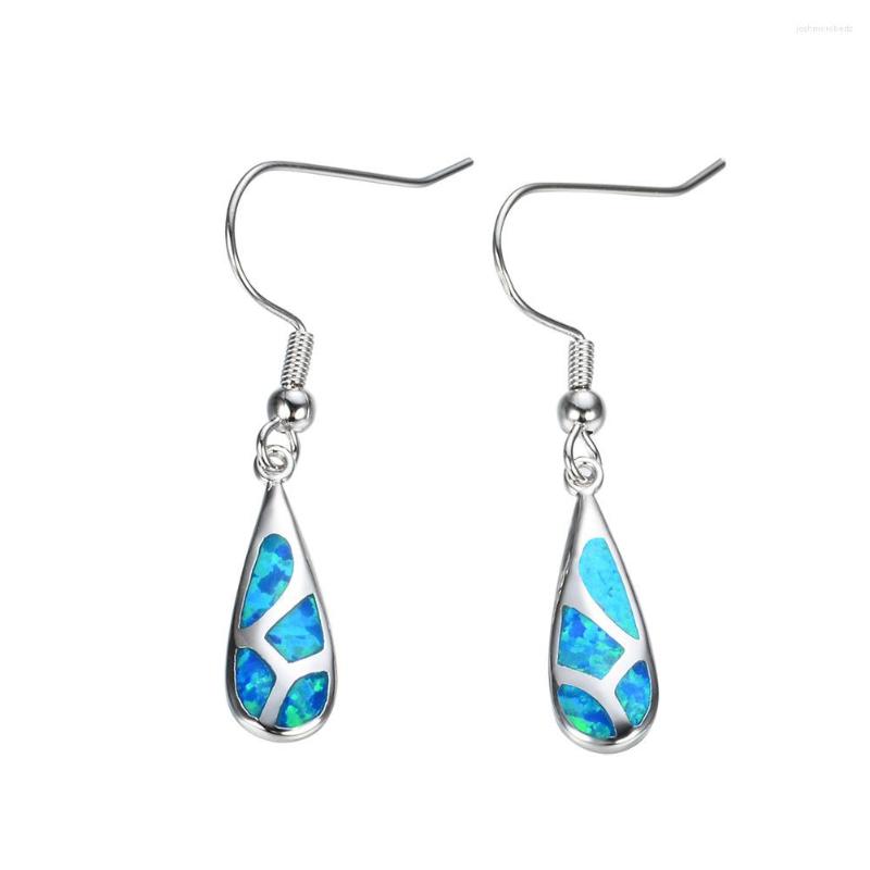 

Dangle Earrings Fashion Women Elegant Filled Blue Fire Opal Long Drop Jewelry 2023