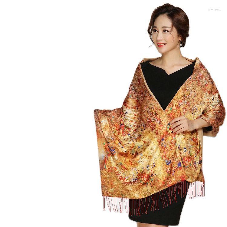 

Scarves Silk Scarf 190 53cm Double Colour Flush Warm Fashion Ladies Luxury Satin Scenic Square Headscarf Draping Two-