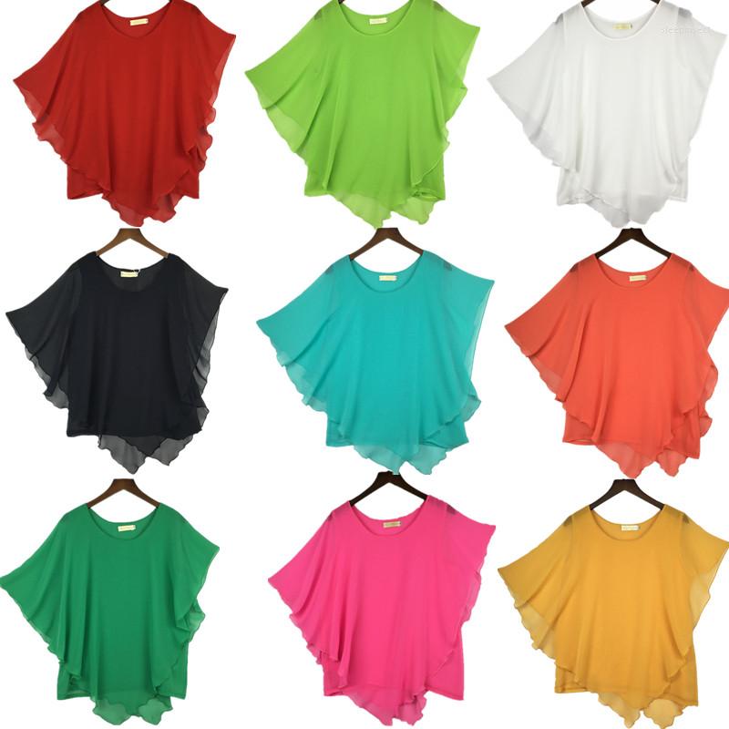 

Women' Blouses Womens Tops Fashion 2023 Women Summer Chiffon Blouse Ruffle Batwing Short Sleeve Casual Shirt 11 Colors, Green