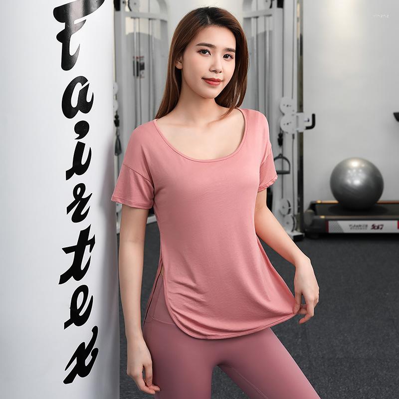 

Active Shirts Women Yoga Top Solid Color Loose Gym Sport Shirt Breathable Running Short Sleeve Work Out Fitness Training, Black