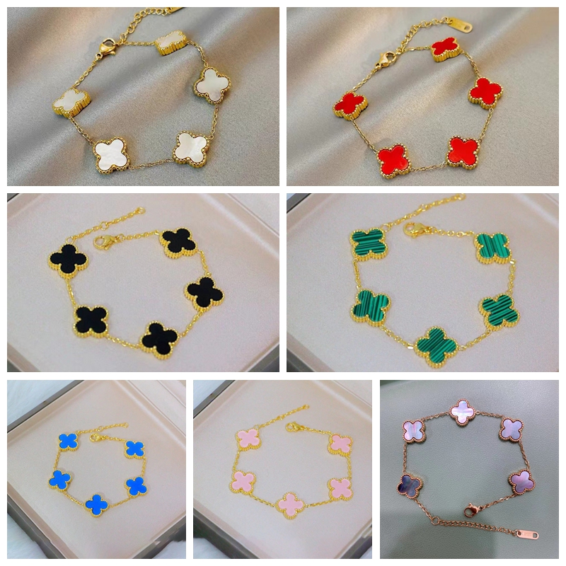 

Handmade Double Side Clover Charm Bracelet Jewelry for Women Gift