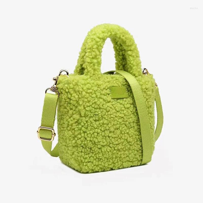 

Evening Bags 2023 Women Mini Lambswool Bag Females Fashion Shoulder Adjustable Open Mouth Crossbody Ladies Brand Design Handbags, Red