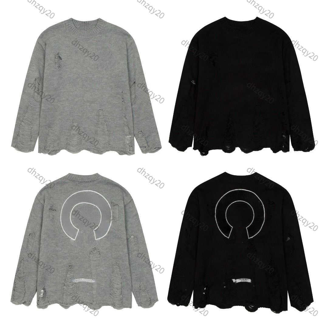 

Ch wool sweater designer knitwear warm autumn winter tattered tassel sweatshirt mens and womens back sanskrit printed round neck pullover hoodie casual shirt coat, Black