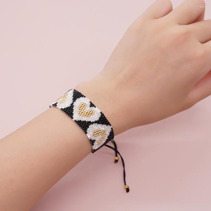 

Charm Bracelets Go2boho Design Miyuki Beaded Jewelry Boho Peach Heart Adjustable Handmade Braided Bracelet For Women