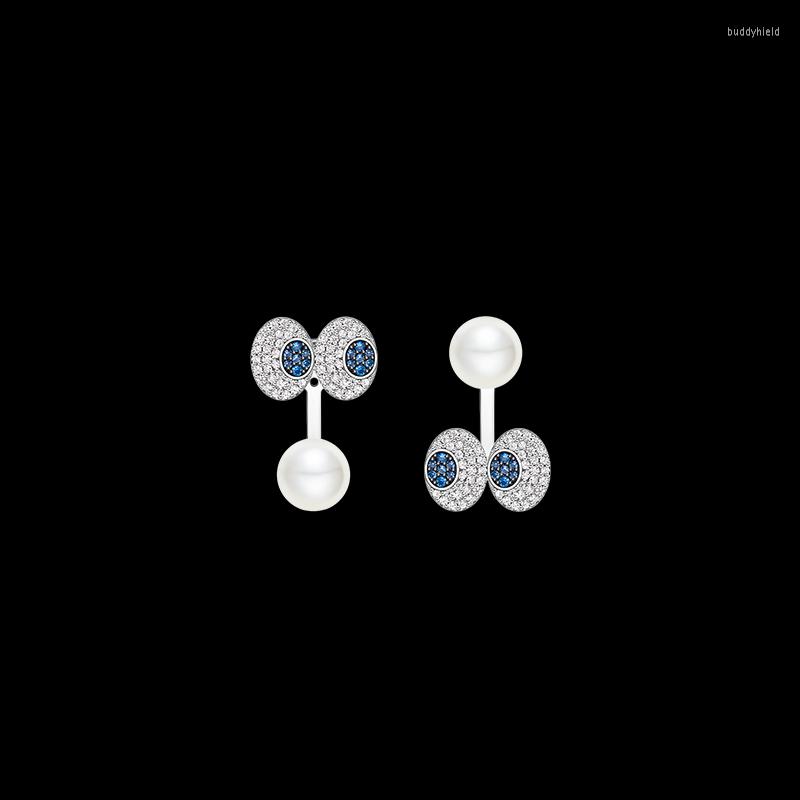 

Dangle Earrings Baoyocn Fashion Brand 925 Sterling Silver Asymmetric Big Eyes With Pearl Cubic Zirconia Stones Women Girls Fine Jewelry