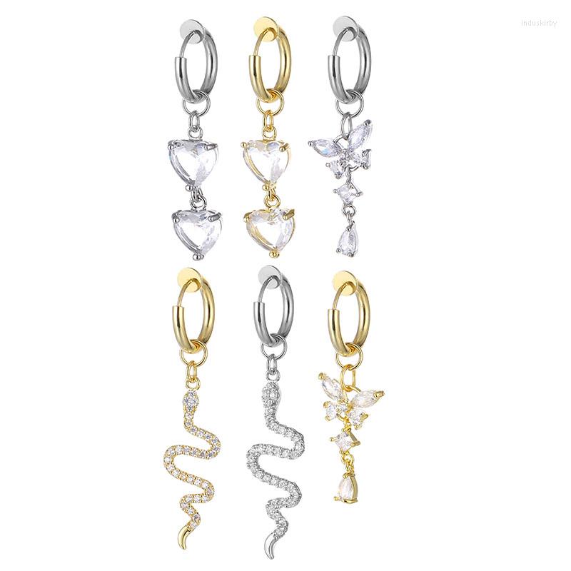 

Backs Earrings Heart Fake Belly Button Ring Piercing Butterfly Clip On Umbilical Navel Pircing Cartilage Earring