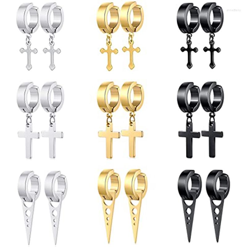 

Backs Earrings 9 Pairs Stainless Steel Hoop Men's And Women's Ear Clips Huggie Non-Perforated Magnetic Set
