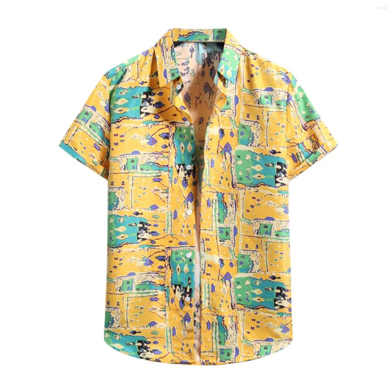 

Men's Casual Shirts T Men Shirt Sleeve Flower Hawaiian Beach Turtleneck Men's Cardigan Short Mock Neck Top, Red