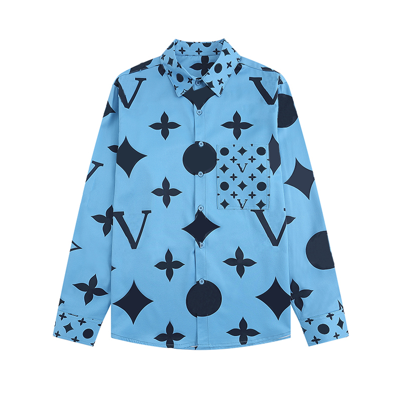 

Men Casual Shirts Long Sleeve Tops Spring Autumn Designer Gold Floral Print Fashion Handsome Mens Shirts, As the picture shows