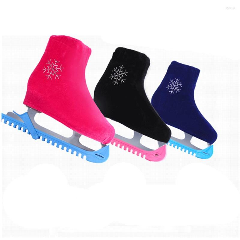 

Stage Wear 1 Pair Ice Skating Figure Shoes Velvet Diamond Cover Roller Skate Anti Dirty Flannelette Elastic For Kids Adult S M L, Black