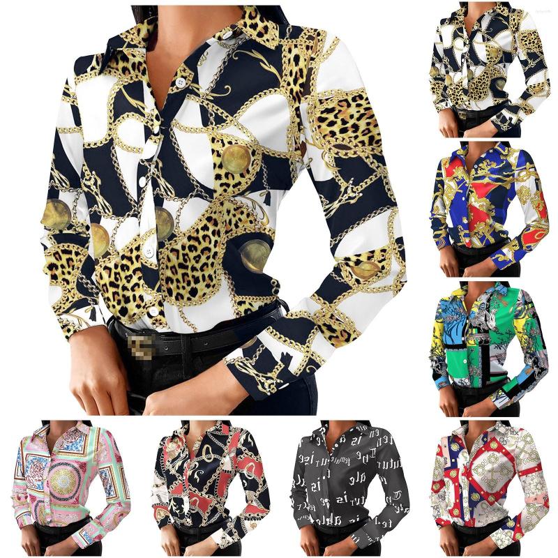 

Women' Blouses Fashion Women' Autumn Winter Long Sleeve Single-Breasted Shirt Casual Turn-down Collar Printed Blouse Tops Blusas, Red