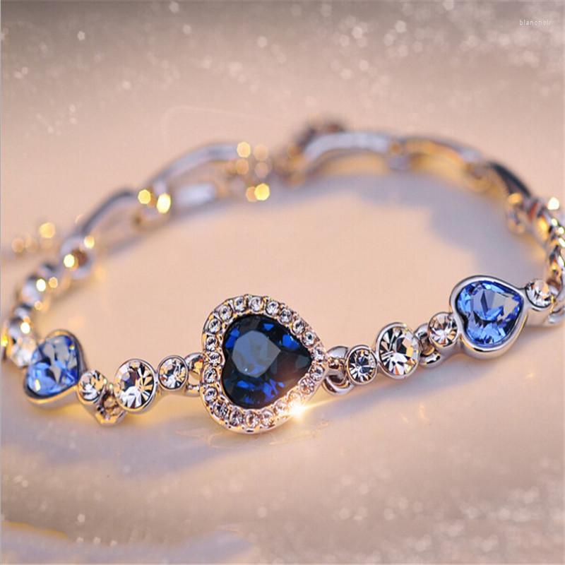 

Link Bracelets Explosive Fashion Ocean Heart Trend Crystal Bracelet Women