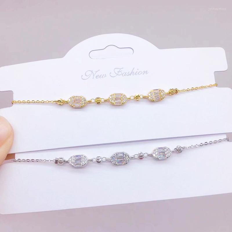 

Link Bracelets Fashion Sweet Geometry Oval Clear Crystal Zirconia Bangle For Women Jewelry Brincos
