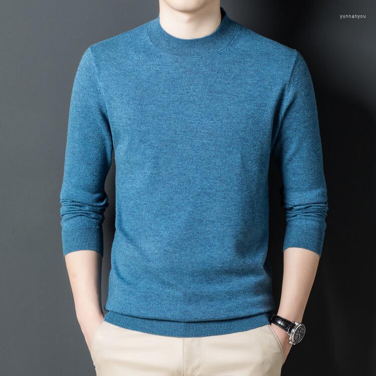 

Men' Sweaters 2023 Autumn Winter Men Half Turtleneck Wool Pullovers Pure Man, Blue3