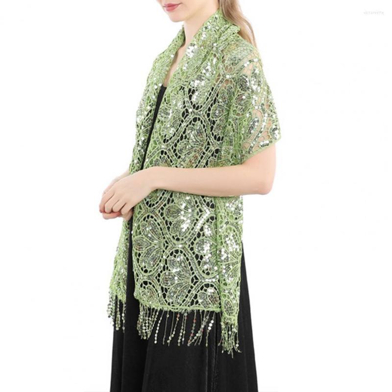 

Scarves Fringed Shawl Durable Skin-friendly Elegant Sequin Glitter Evening Dress For Home