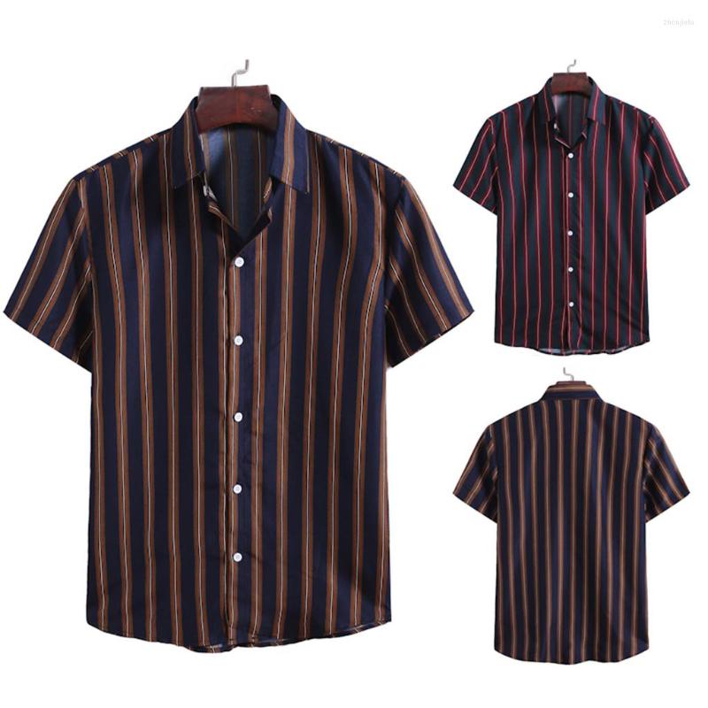 

Men's Casual Shirts Shirt Fashion Printed Summer Striped Short-Sleeved Long Sleeve Tunic T Lack Top Athletic Men Fitted, Dark blue