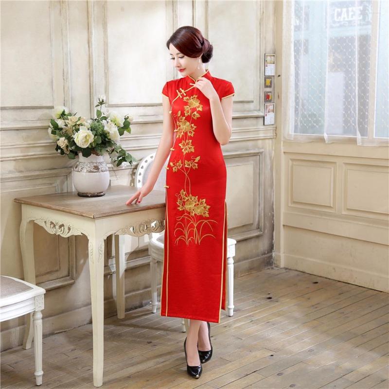 

Ethnic Clothing Shanghai Story Red Wedding Cheongsam Dress Chinese Traditional Long Qipao Oriental Style