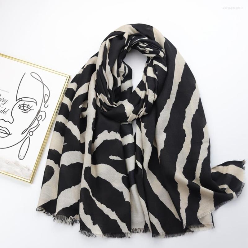 

Scarves 2023 Est Women Geometry Pattern Zebra Leopard Scarf Cotton Shawls