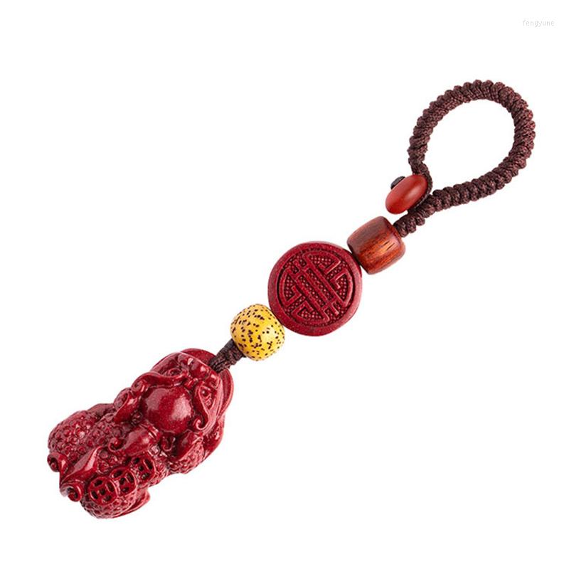 

Pendant Necklaces Drop Natural Cinnabar Carving Pixiu Keychain Creative Gifts Men And Women Necklace Bag Hanging Safety Jewelry