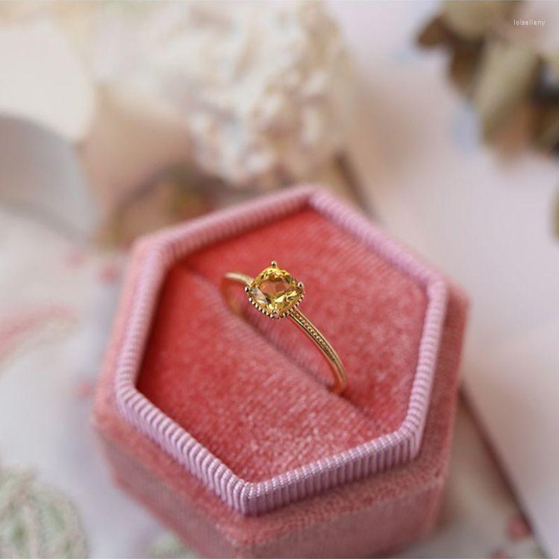 

Wedding Rings In Court Citrine For Women Vintage Classic Fashion Luxury Jewelry Aesthetic Accessories Golden