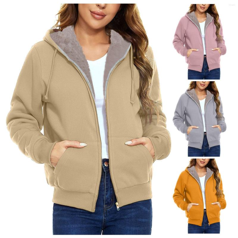 

Women's Jackets Women's Jacket Long Sleeved Winter Wool Hooded Sweater Coat, Khaki