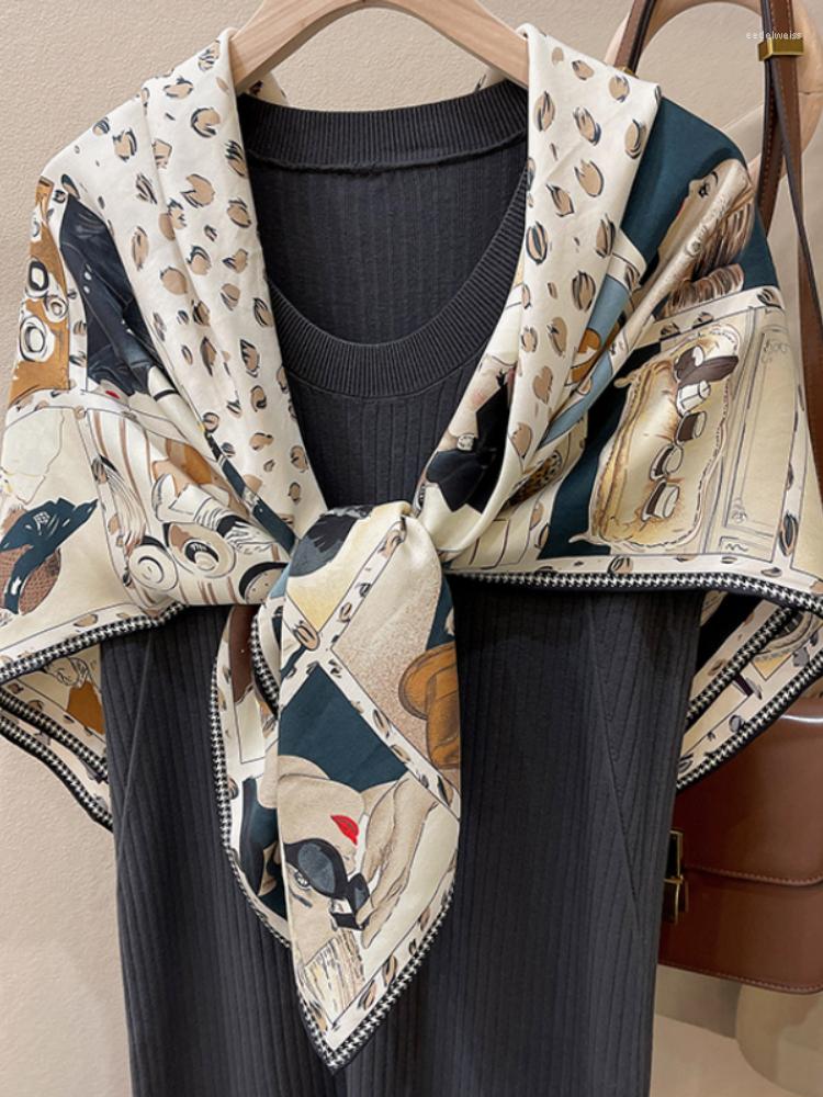 

Scarves Mulberry Silk Scarf Women Luxury Shawl Wrap Large Square Neckerchief Printed Hijab Lady Bandana Designer Foulard 110 110cm
