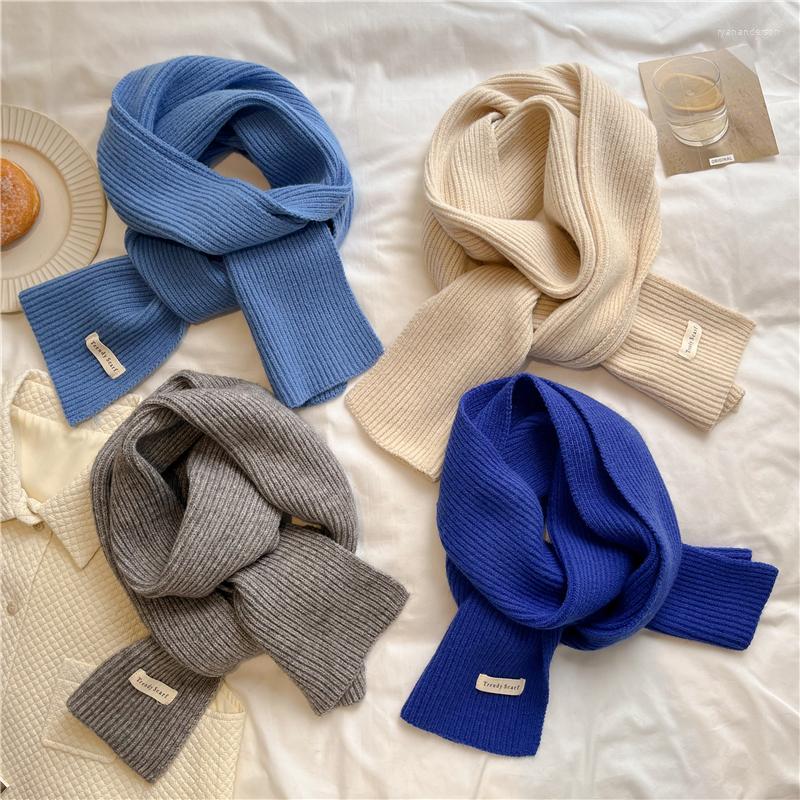 

Scarves Winter Warm Neckerchief Knitted Scarf For Women Design Solid Woolen Yarn Neck Wrap Shawls Korean Style Elastic Muffler Bufandas