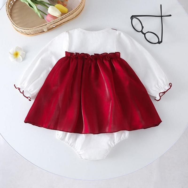 

Girl Dresses Cute Princess Style Baby Romper Dress Great Flexibility Up, Dark red